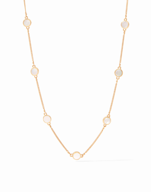 Julie Vos Pearl Valencia Delicate Station Necklace - Mother of Pearl