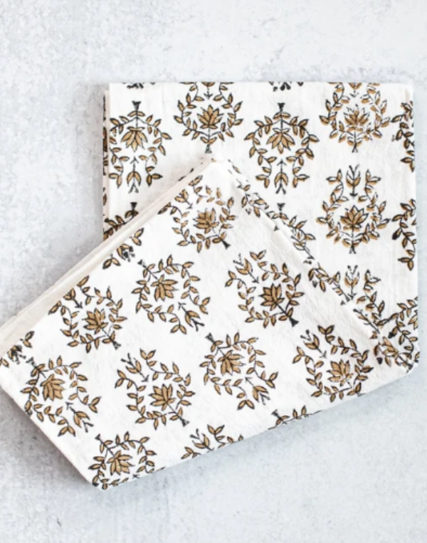 Tea Towel Lotus-Black and Chai