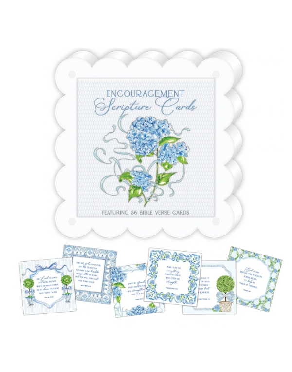 Scripture Cards in Scalloped Frame - Floral and Topiaries