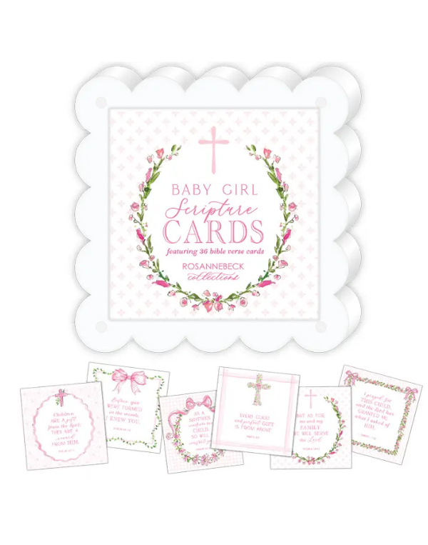 Scripture Cards in Scalloped Frame- Pink Baby Girl