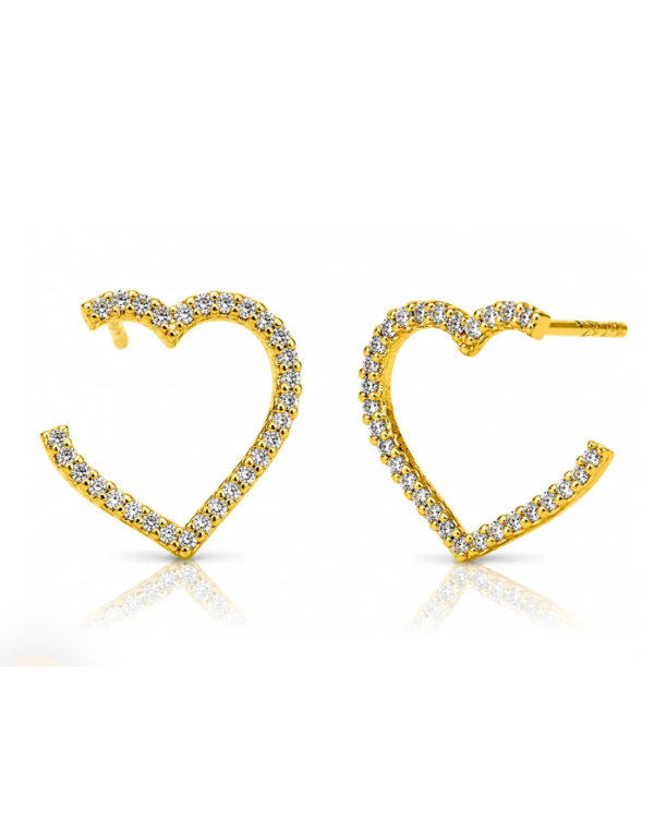 Pave Open Heart Stud Earring