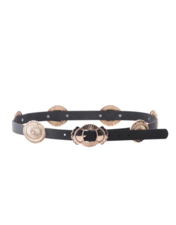 Black With Gold Concho Leather Belt