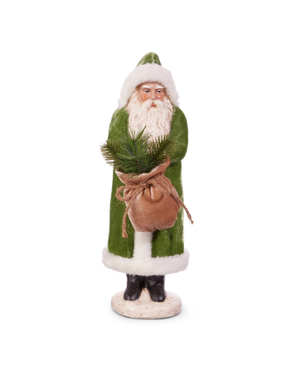 17.25" Green Velvet Santa