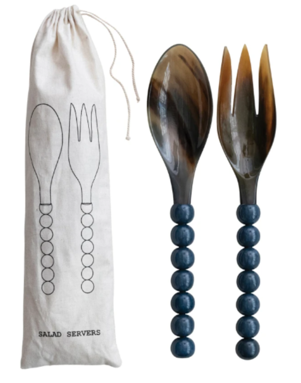 Marble Horn Salad Servers