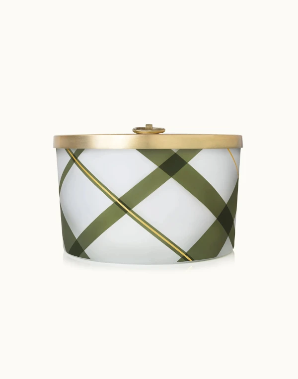 Thymes Frasier Fir Frosted Plaid Large 3-Wick Candle
