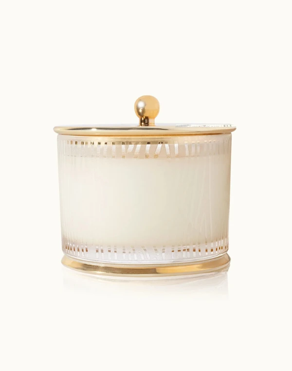 Thymes Frasier Fir Gilded Frosted Wood Grain Candle