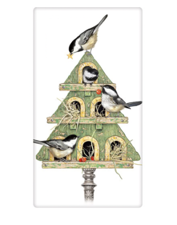 Chickadee Birdhouse Towel
