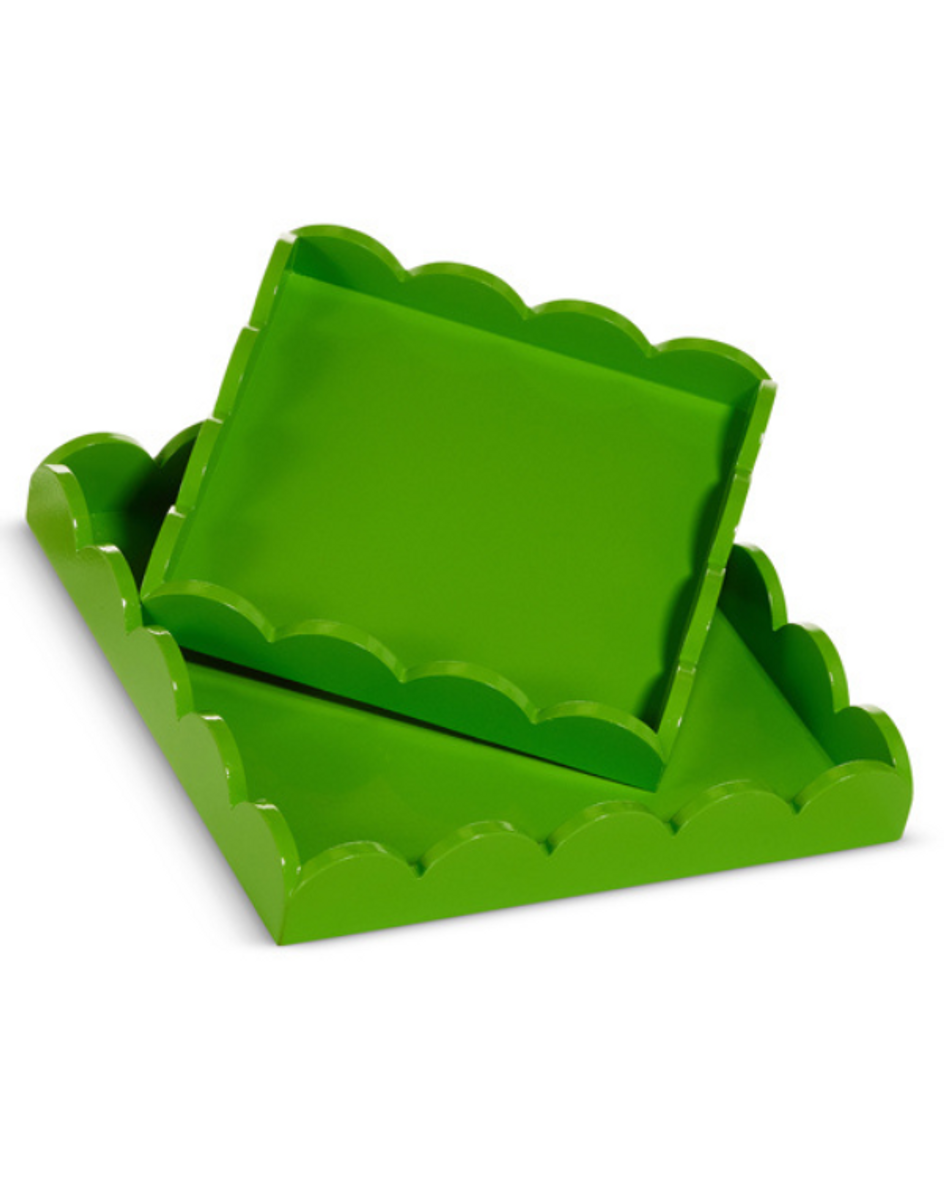 Green Scalloped Square Tray - Assorted Sizes Green Scalloped Square Tray - Assorted Sizes