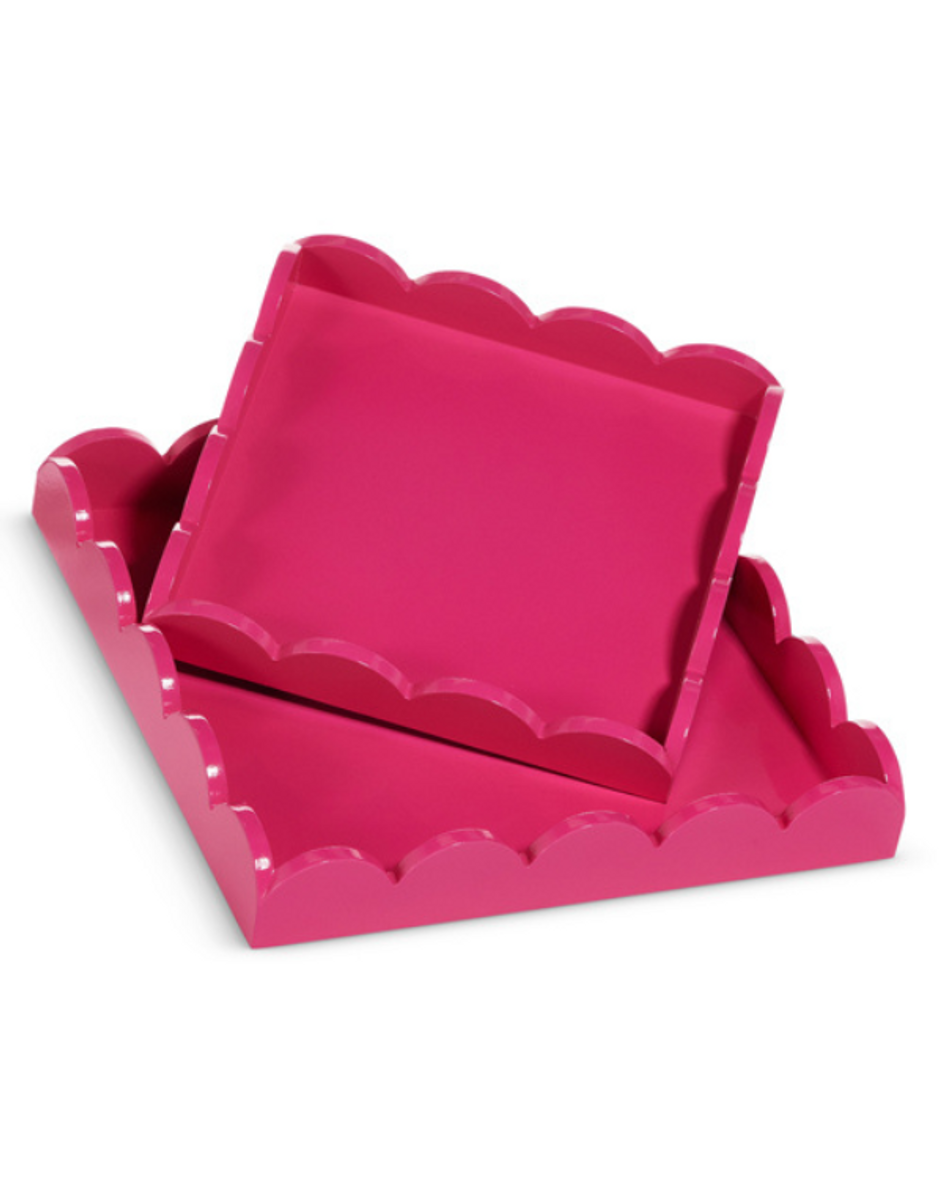 Pink Scalloped Square Tray - Assorted Sizes Pink Scalloped Square Tray - Assorted Sizes