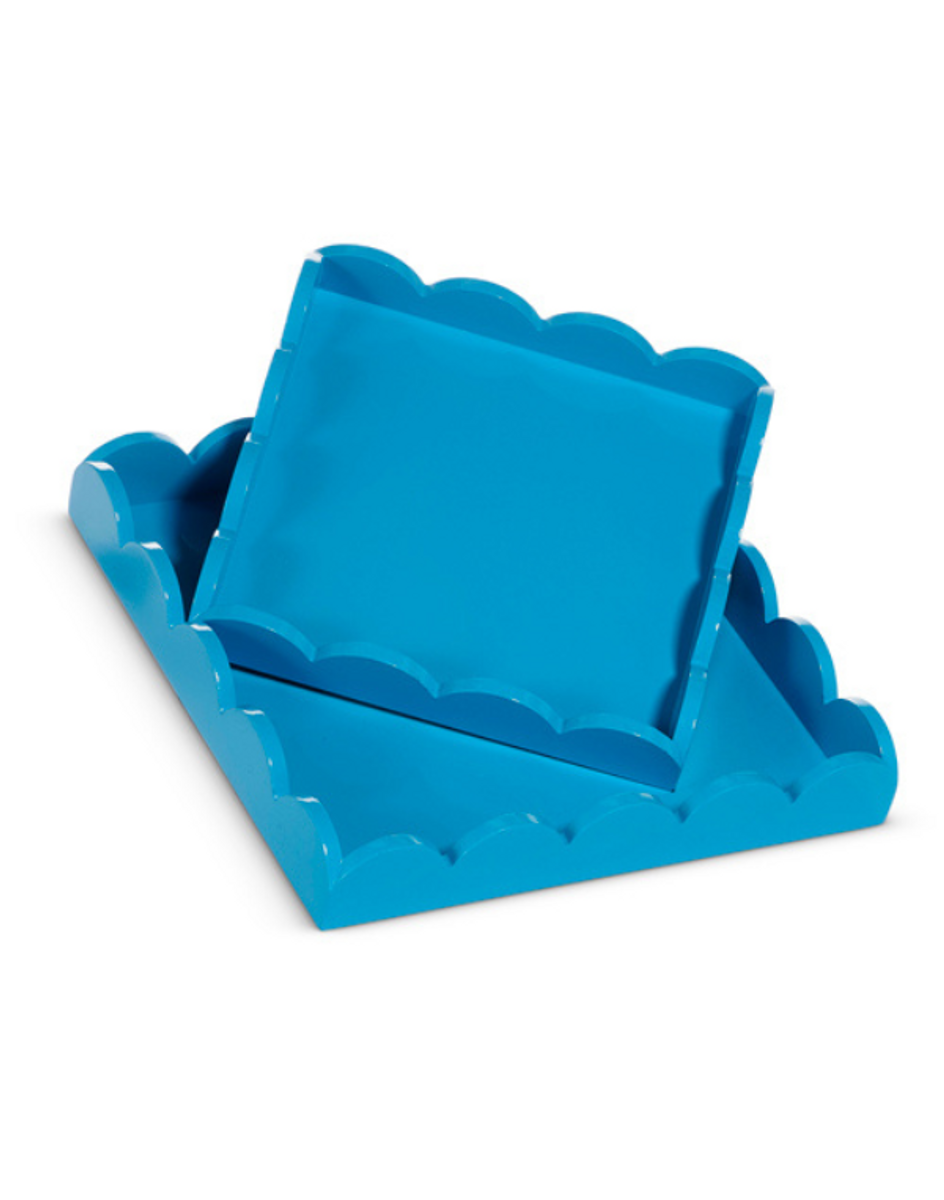 Blue Scalloped Square Tray - Assorted Sizes Blue Scalloped Square Tray - Assorted Sizes
