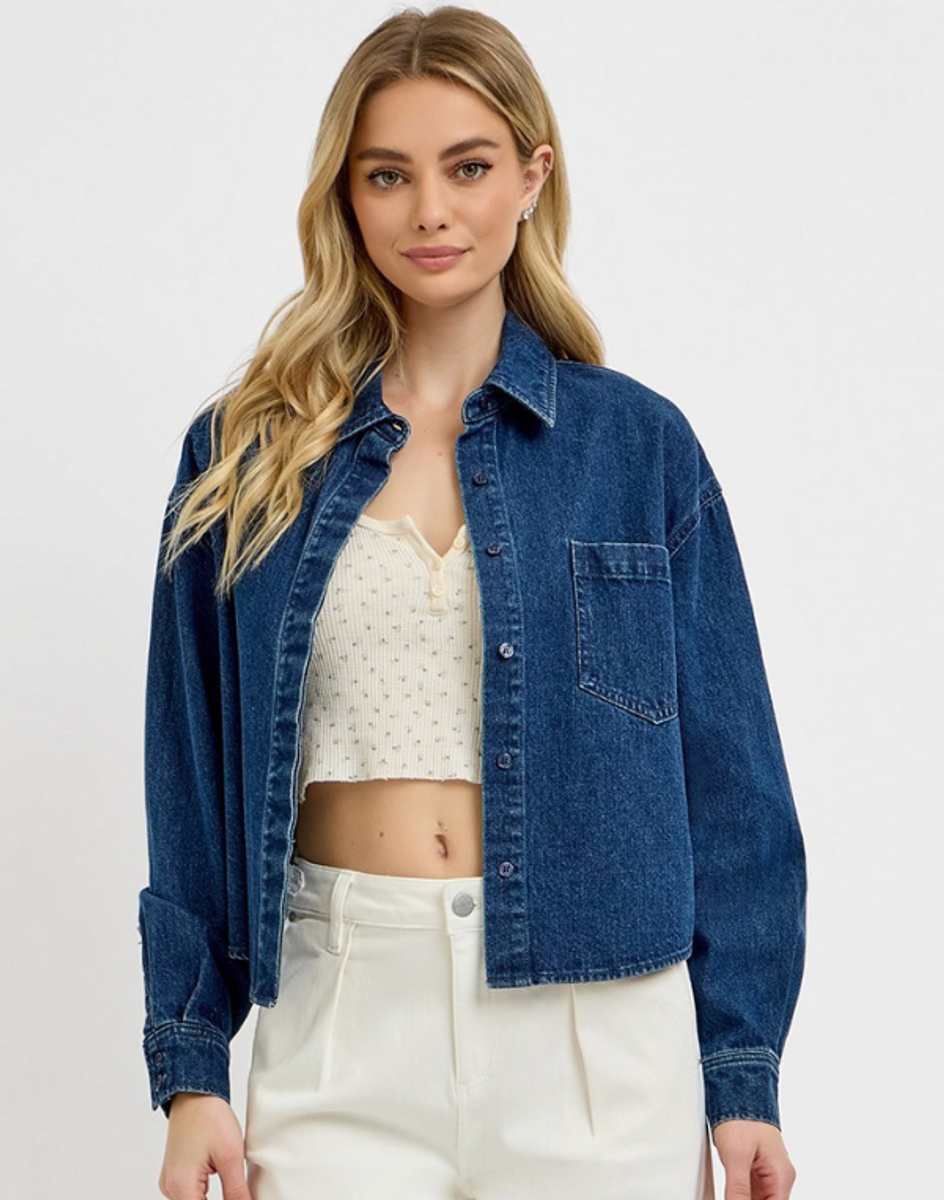 Oversized Cropped Denim Shirt Oversized Cropped Denim Shirt