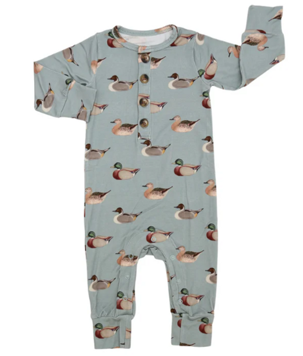 Vintage Ducks Long Sleeve Button Romper Vintage Ducks Long Sleeve Button Romper