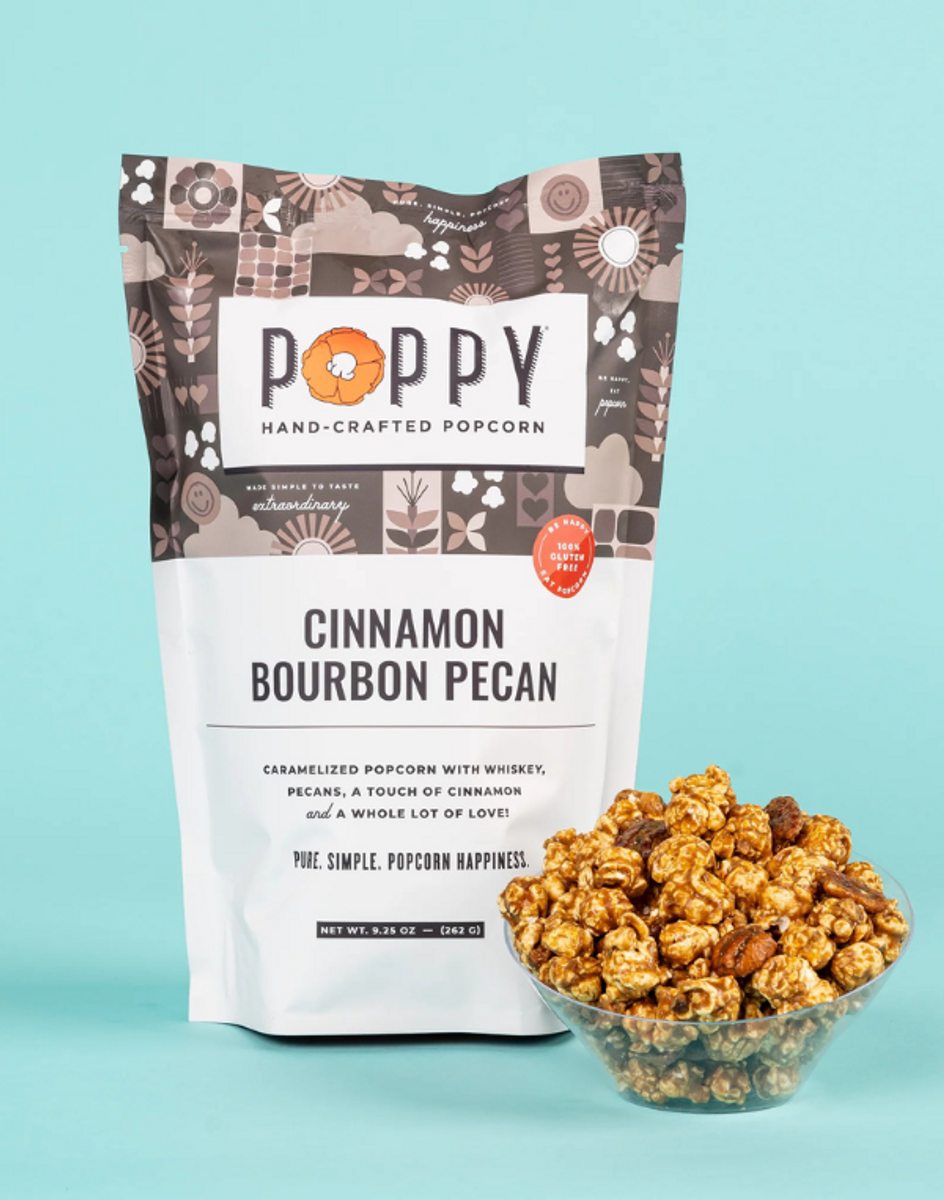 Poppy Cinnamon Bourbon Pecan Hand-Crafted Popcorn Poppy Cinnamon Bourbon Pecan Hand-Crafted Popcorn
