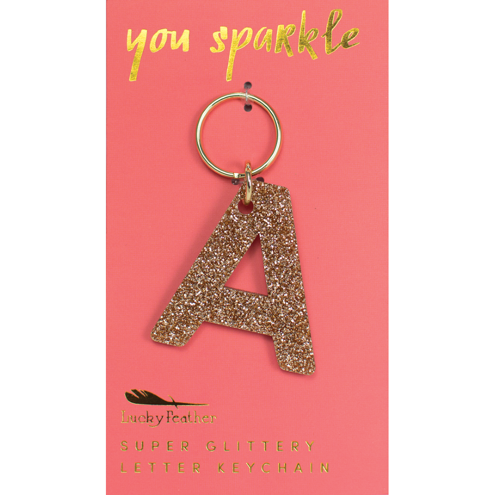 Lucky Feather Glitter Keychain