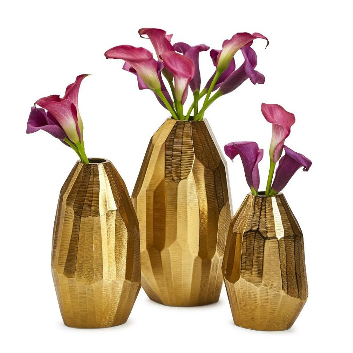 Gold Trapezoid Hand Etched Vases Gold Trapezoid Hand Etched Vases