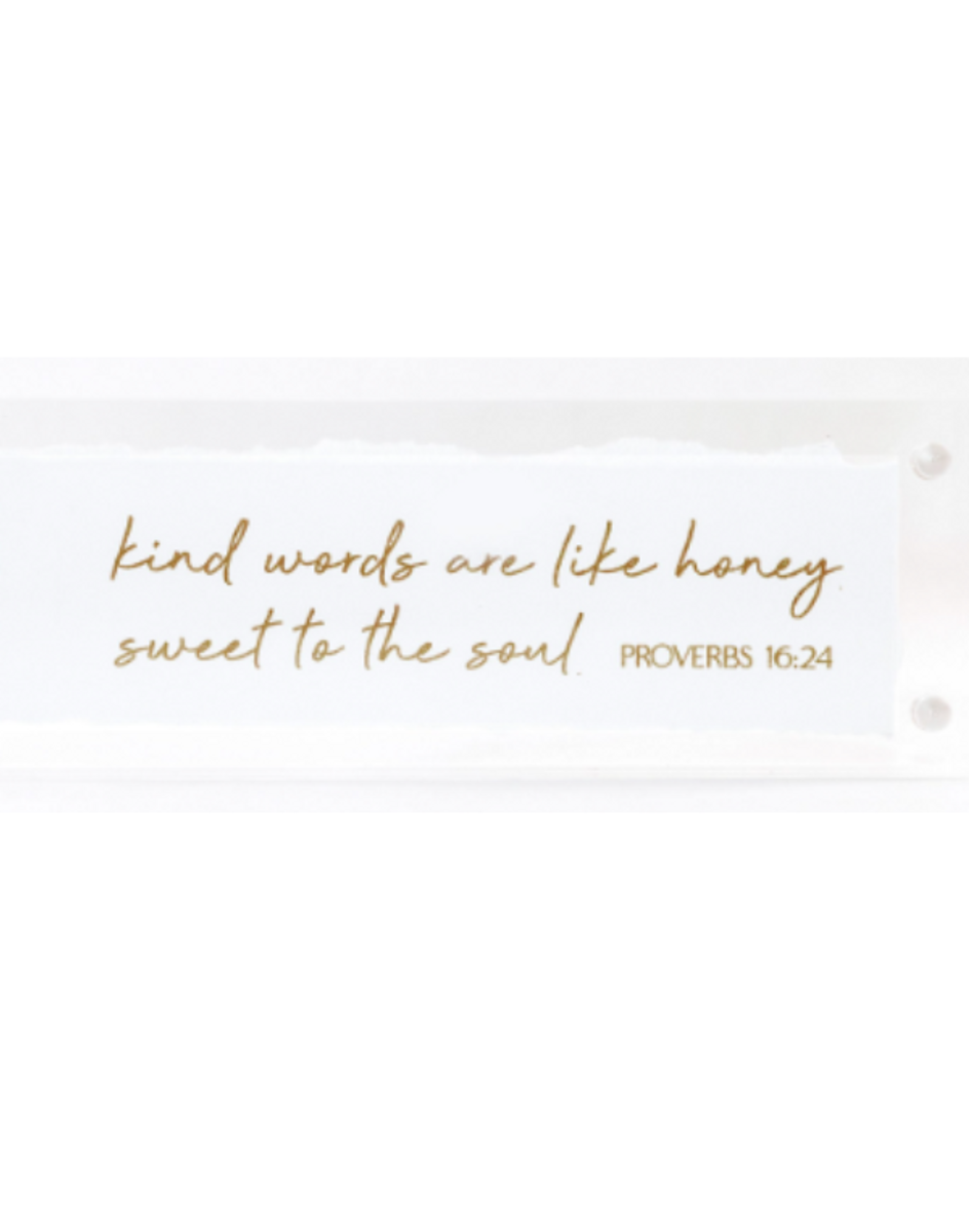 Gold Leaf Corner in 2x6 Acrylic Frame--Proverbs:16:24 Gold Leaf Corner in 2x6 Acrylic Frame--Proverbs:16:24