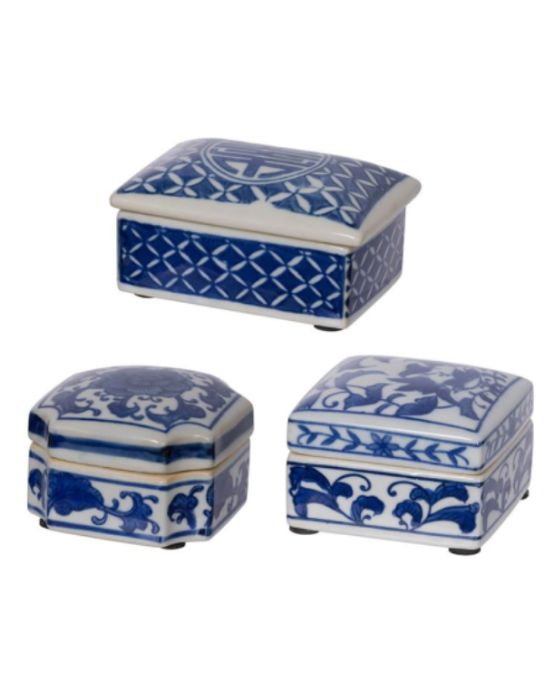 Blue & White Decorative Box with Lid