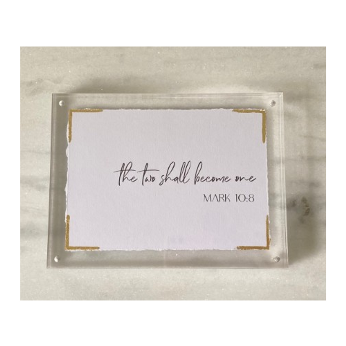 Eva Belle Mark10:8 5x7 Gold Leaf Corner Card In Acrylic Frame Eva Belle Mark10:8 5x7 Gold Leaf Corner Card In Acrylic Frame