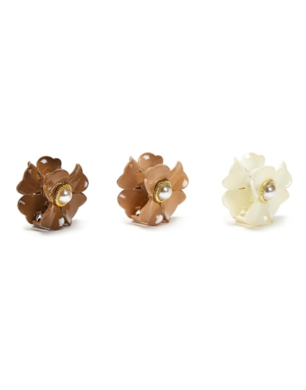 Floral Shaped Claw Clip with Pearl Detail