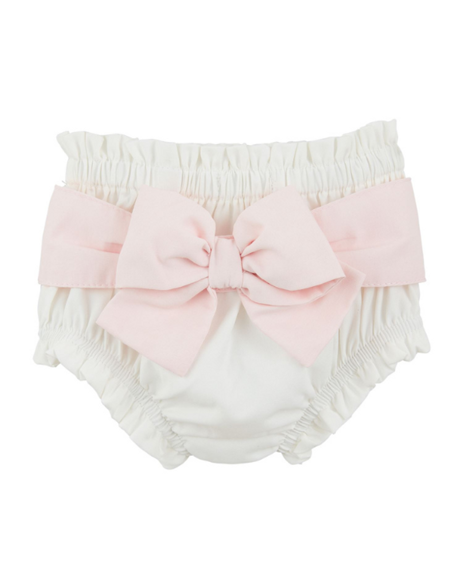 White Diaper Cover with Pink Bow White Diaper Cover with Pink Bow