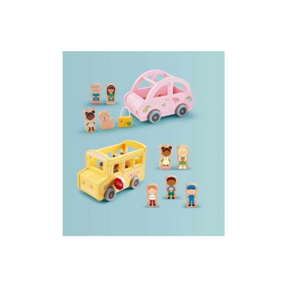 MudPie Wood School Bus Set MudPie Wood School Bus Set