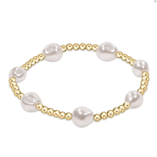 eNewton Extends Admire Gold Bead Bracelet - Pearl