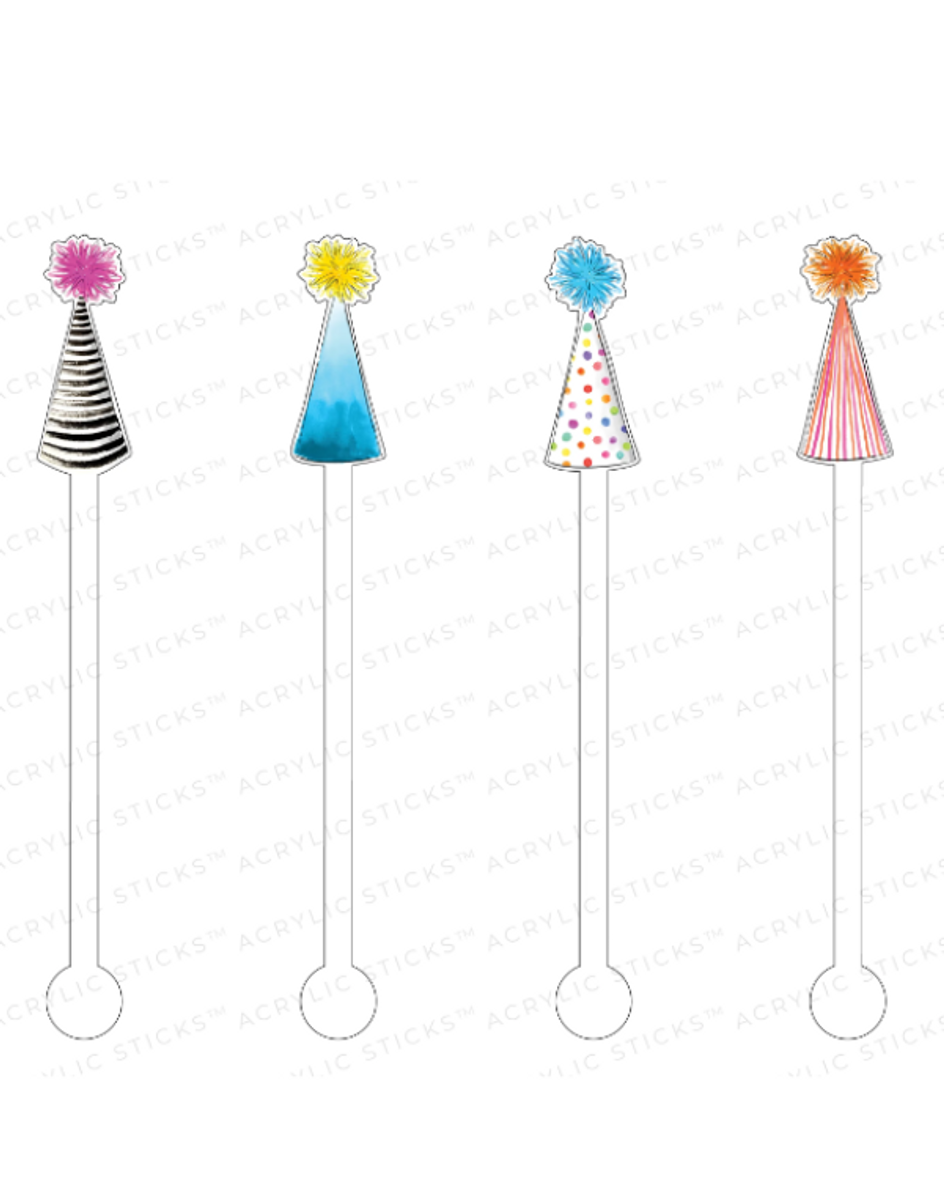 Preppy Party Hats Acrylic Stir Sticks Preppy Party Hats Acrylic Stir Sticks