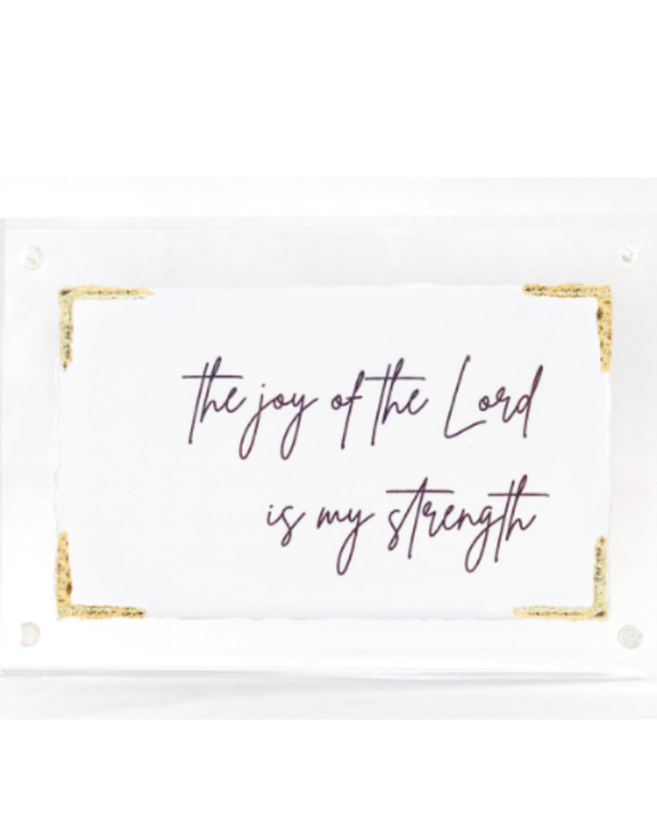 Gold Leaf Corner in Acrylic Frame--My Strength 4x6 Gold Leaf Corner in Acrylic Frame--My Strength 4x6