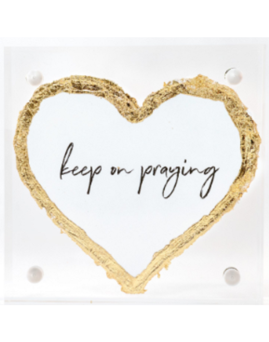 Gold Leaf Corner Heart Card--Keep on Praying 3x3 Gold Leaf Corner Heart Card--Keep on Praying 3x3