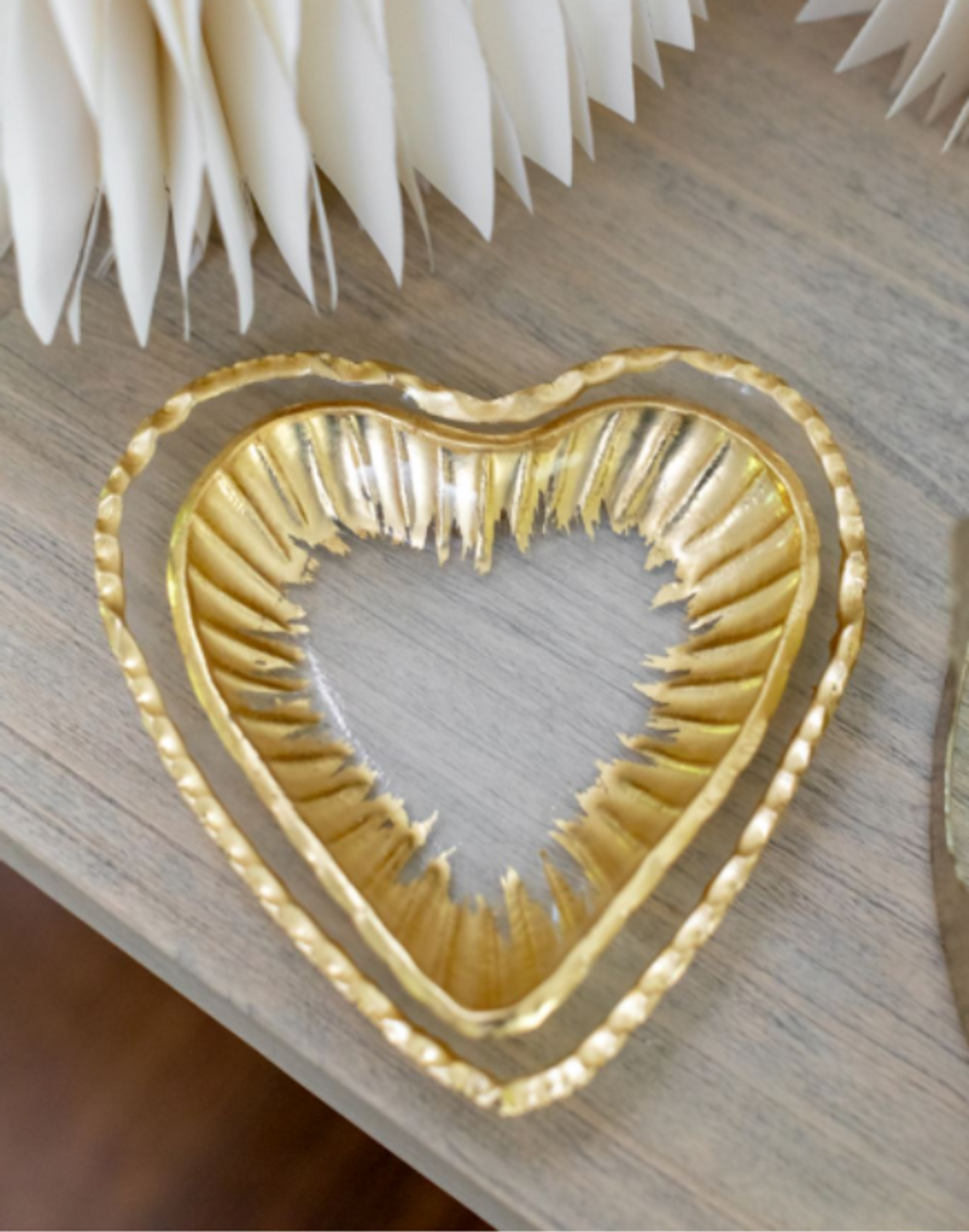 Glass Heart Tidbit Tray - Assorted Sizes Glass Heart Tidbit Tray - Assorted Sizes