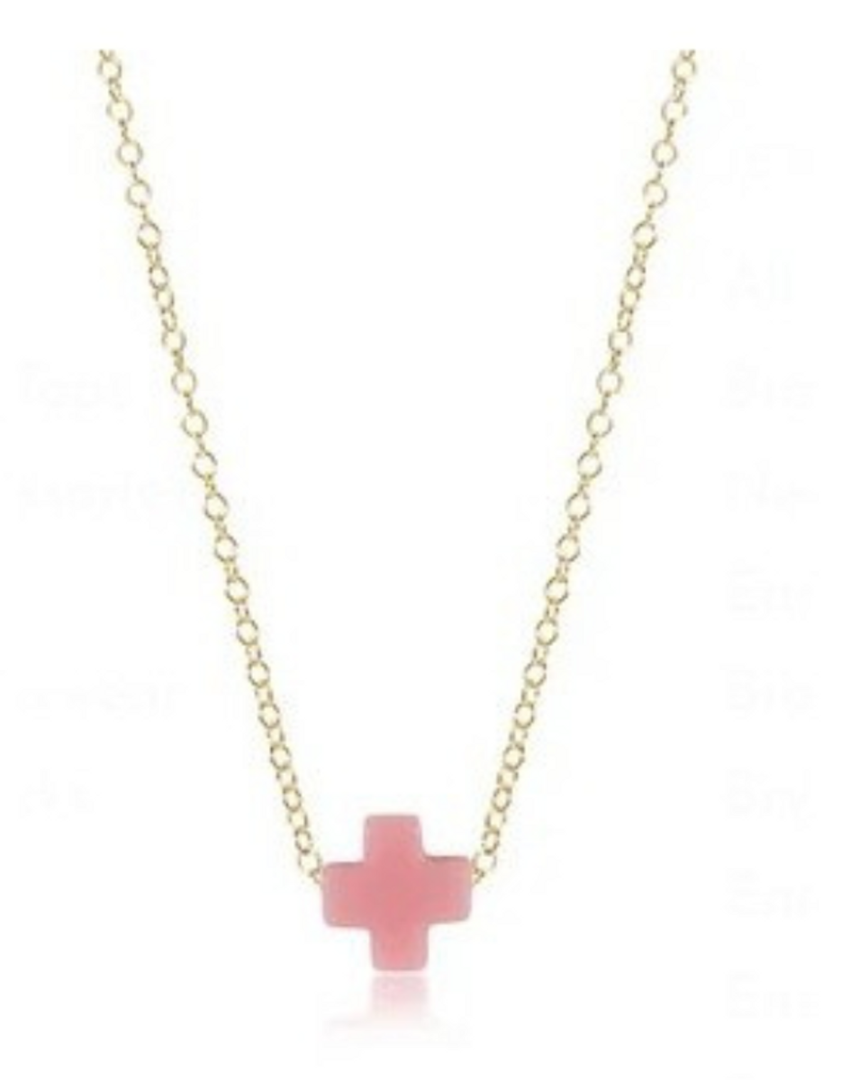 Enewton EGirl 14" Chain Small Signature Cross--Pink Enewton EGirl 14" Chain Small Signature Cross--Pink