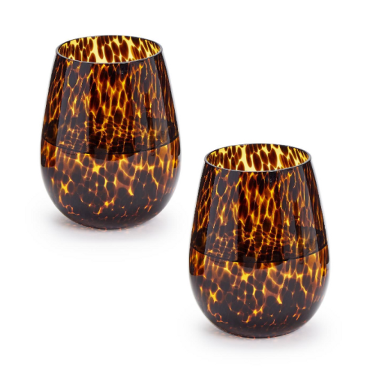 Tortoise Print Stemless Wine Glass Tortoise Print Stemless Wine Glass