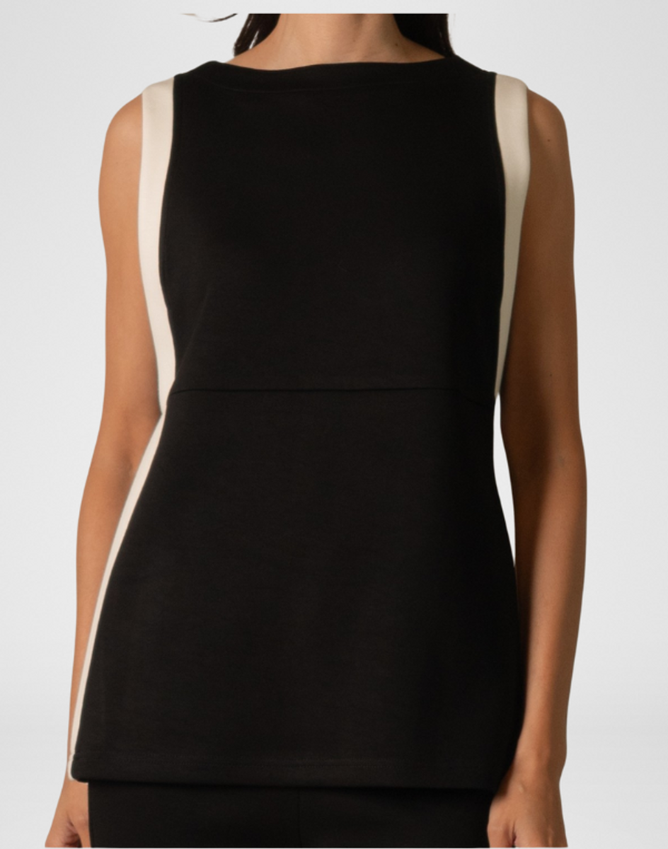 P Cill Black/Ivory Border Side Pocket Top P Cill Black/Ivory Border Side Pocket Top