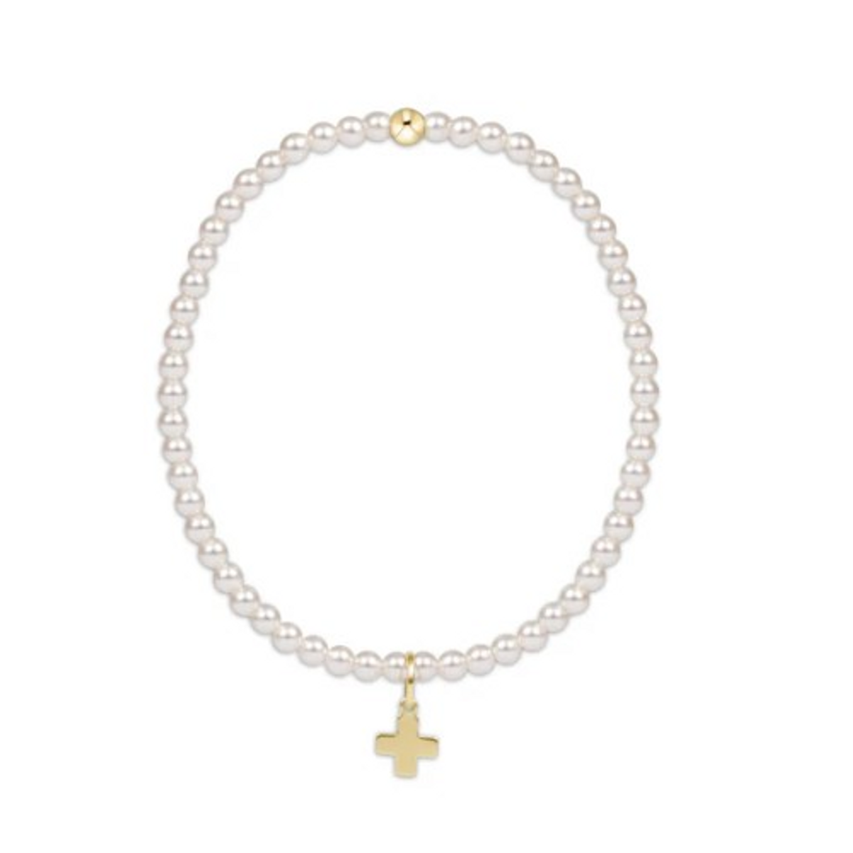 Enewton Designs Classic Pearl 3mm Signature Cross Gold Charm Bracelet Enewton Designs Classic Pearl 3mm Signature Cross Gold Charm Bracelet