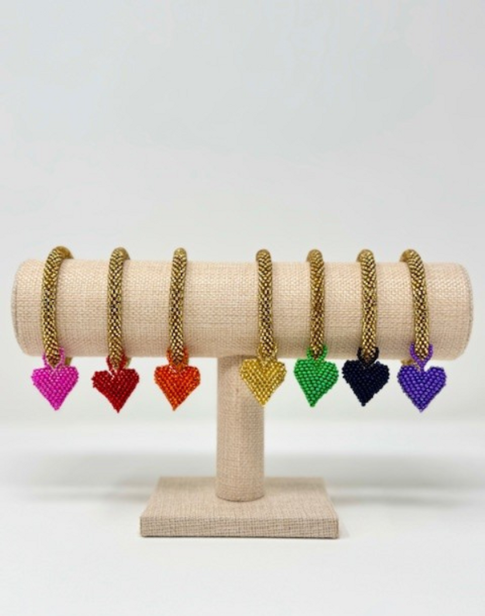 Gold Heart Bracelet with Heart Charm - Assorted
