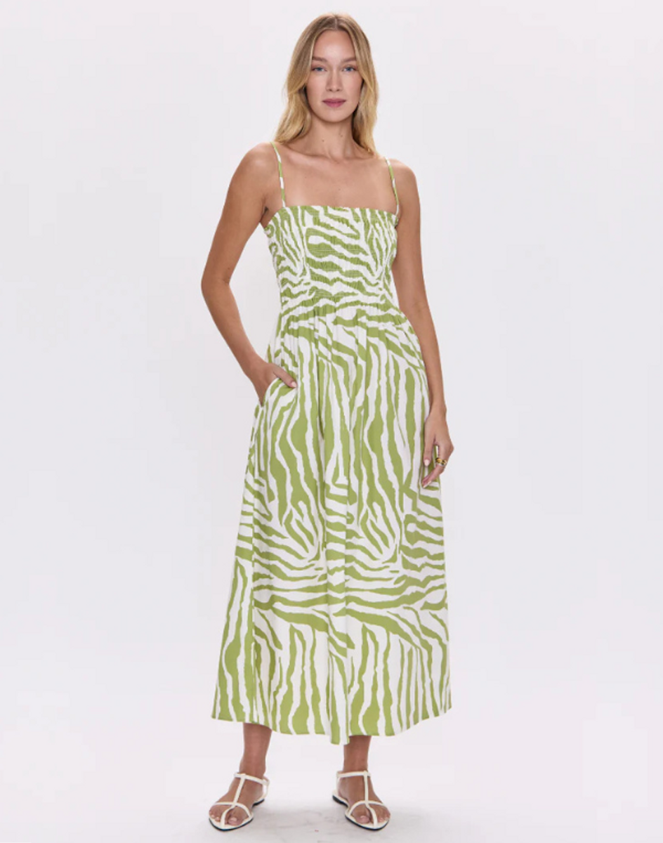 Pistola Bianca Smocked Bodice Dress - Safari Lime Pistola Bianca Smocked Bodice Dress - Safari Lime