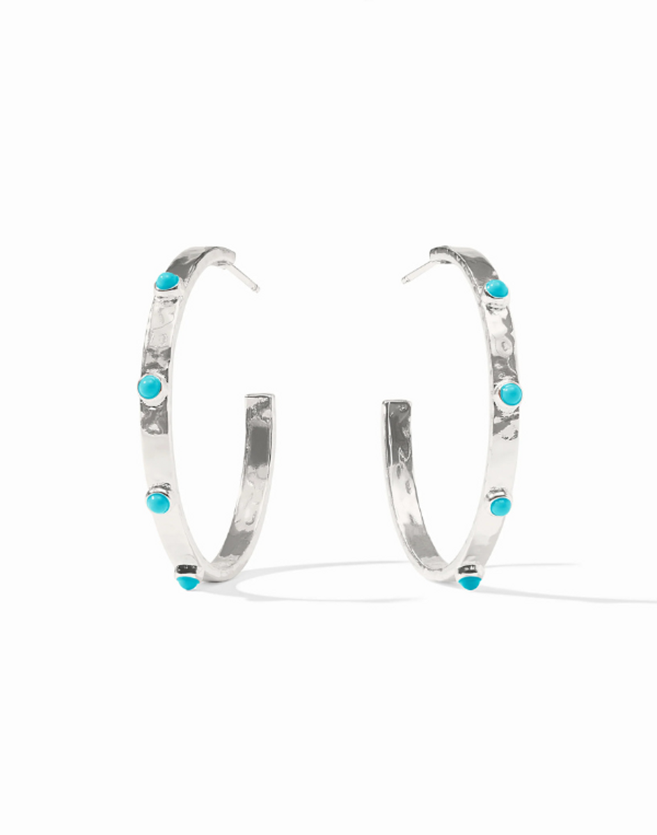 Julie Vos Silver Crescent Stone Hoop - Medium Julie Vos Silver Crescent Stone Hoop - Medium