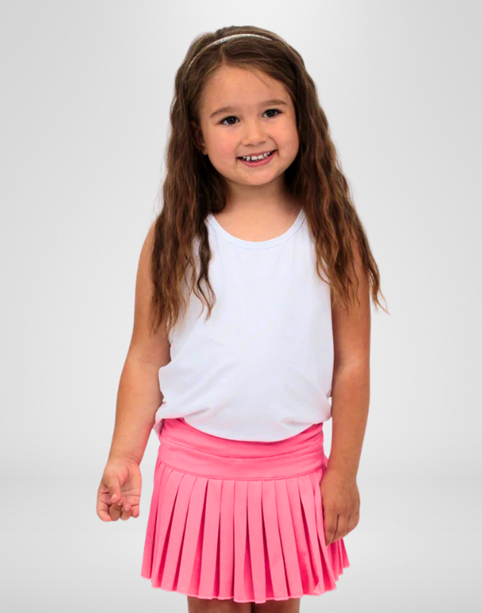 Girls Mini Pleated Skort - Neon Pink Girls Mini Pleated Skort - Neon Pink