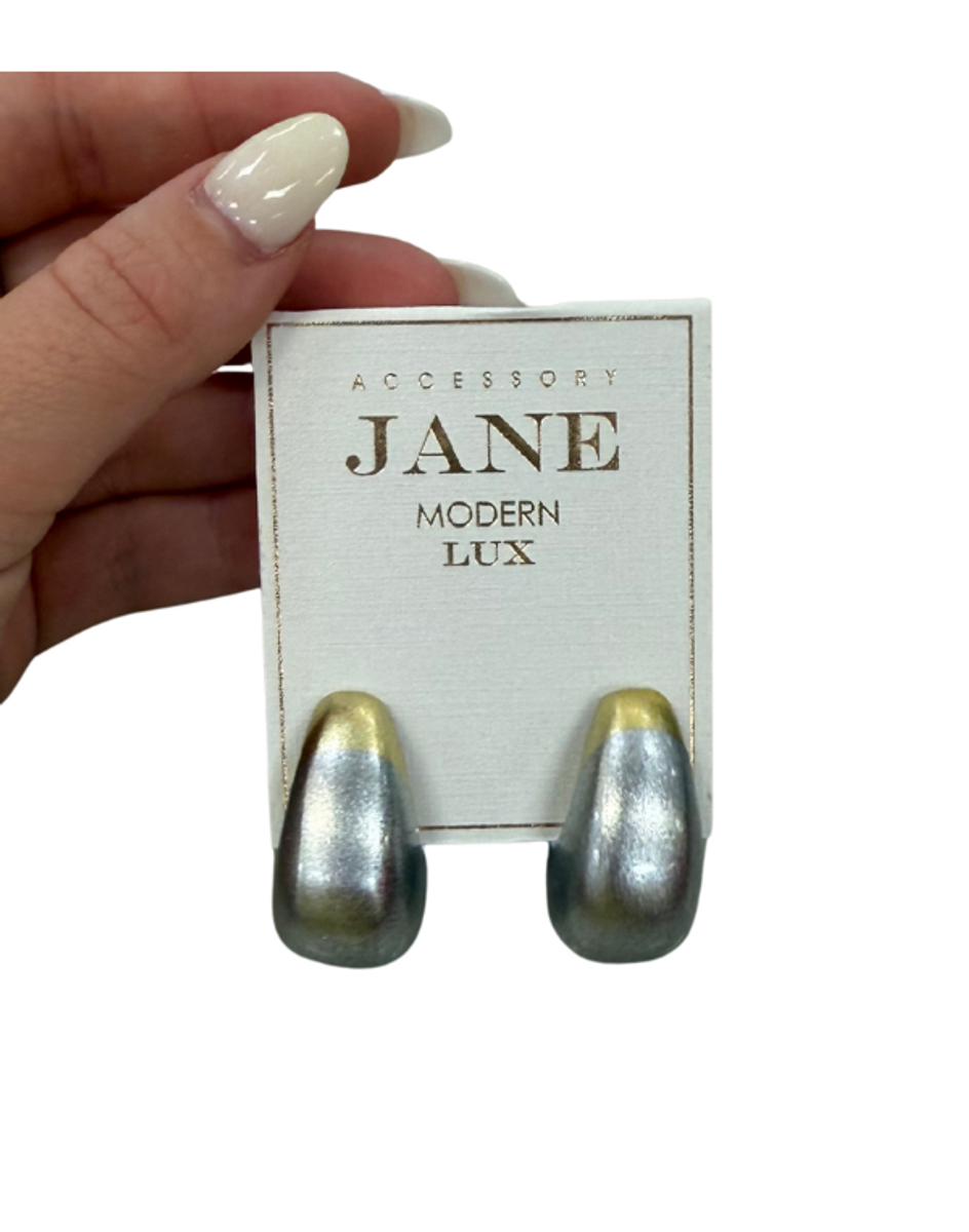 Lacquered Teardrop Earrings--Sliver and Gold Lacquered Teardrop Earrings--Sliver and Gold