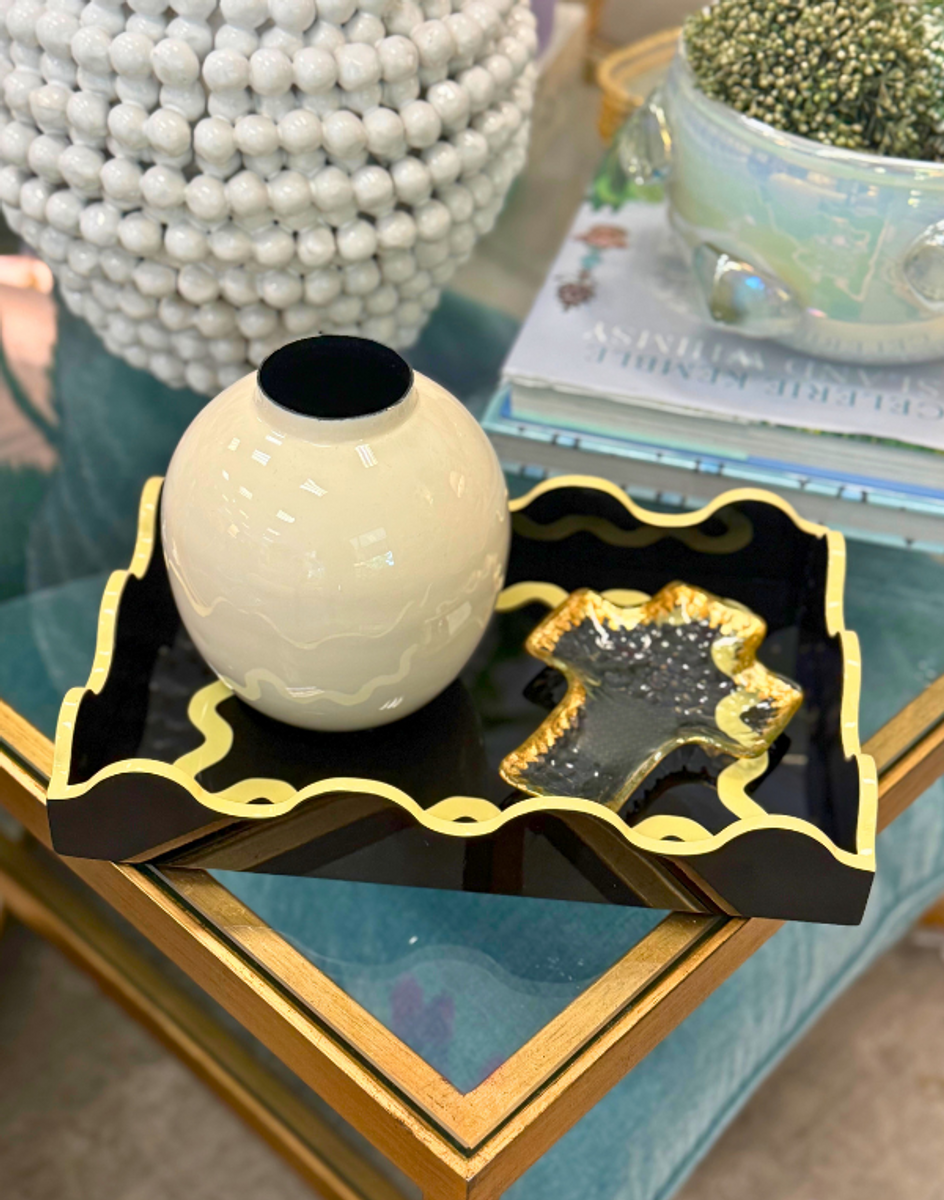Rectangle Wavy Line Tray - Black/Cream Rectangle Wavy Line Tray - Black/Cream