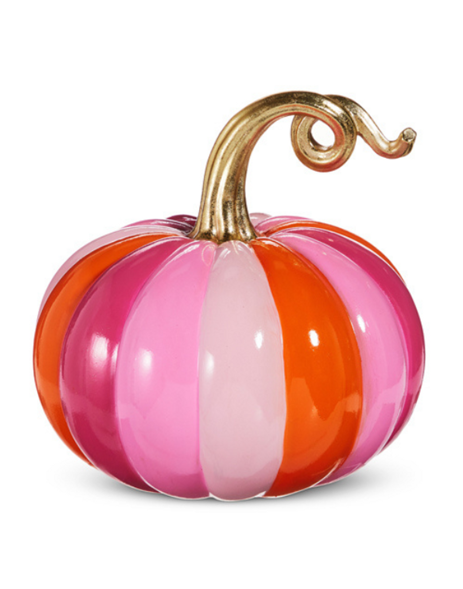 10.5" Pink/Orange Stripe Pumpkin 10.5" Pink/Orange Stripe Pumpkin