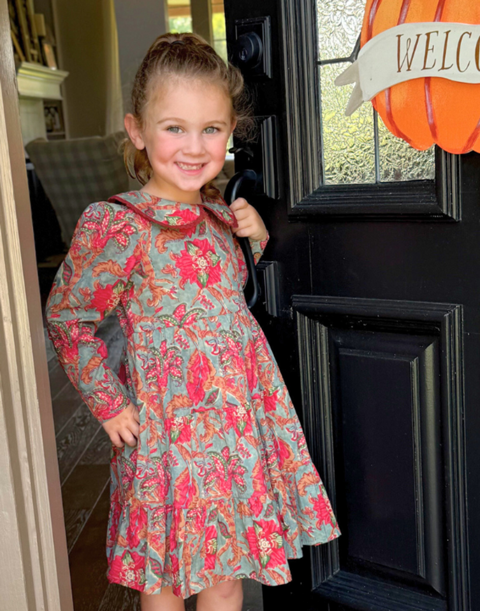 Red/Sage Floral Dress with Bloomer Red/Sage Floral Dress with Bloomer