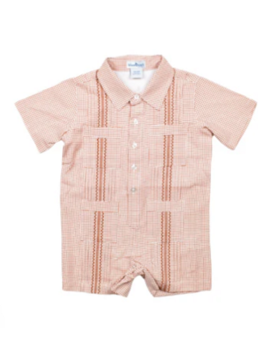 Burnt Orange Guayabera Gameday Romper Burnt Orange Guayabera Gameday Romper