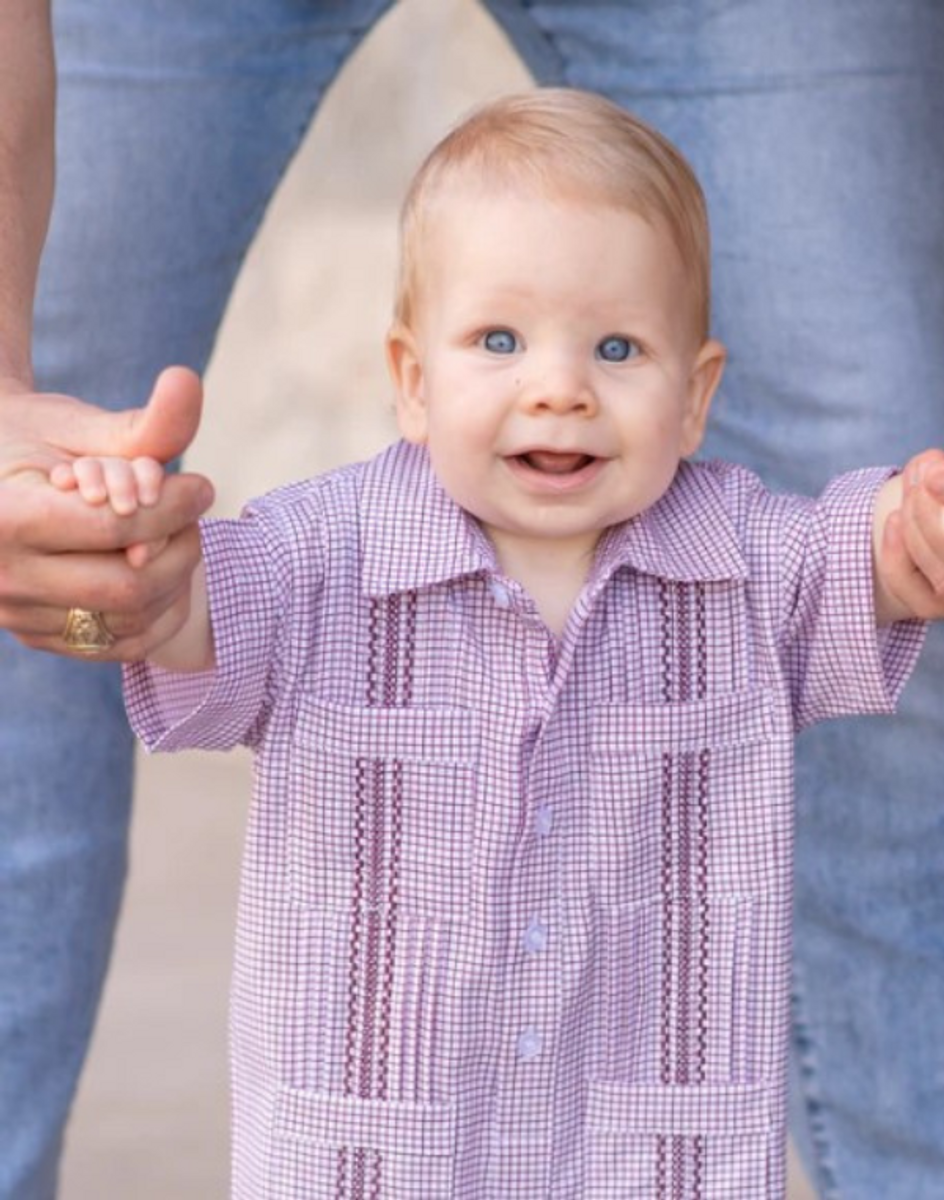 Maroon Guayabera Gameday Romper Maroon Guayabera Gameday Romper
