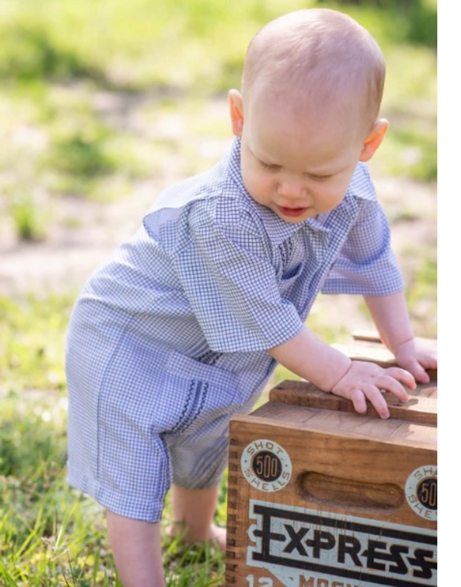 Navy Guayabera Gameday Romper Navy Guayabera Gameday Romper