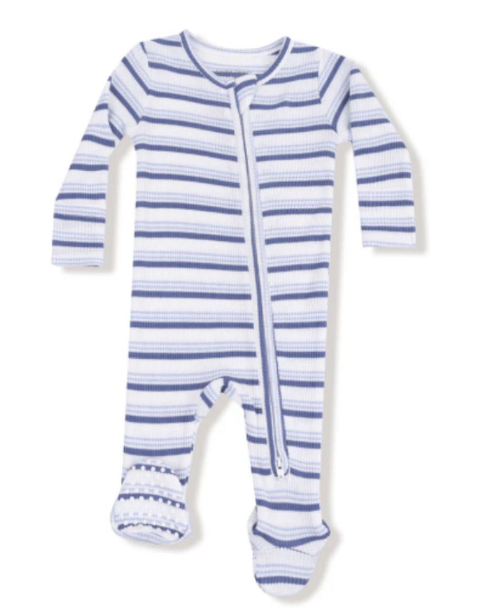 Vintage Stripe Blue 2-way Footie Vintage Stripe Blue 2-way Footie