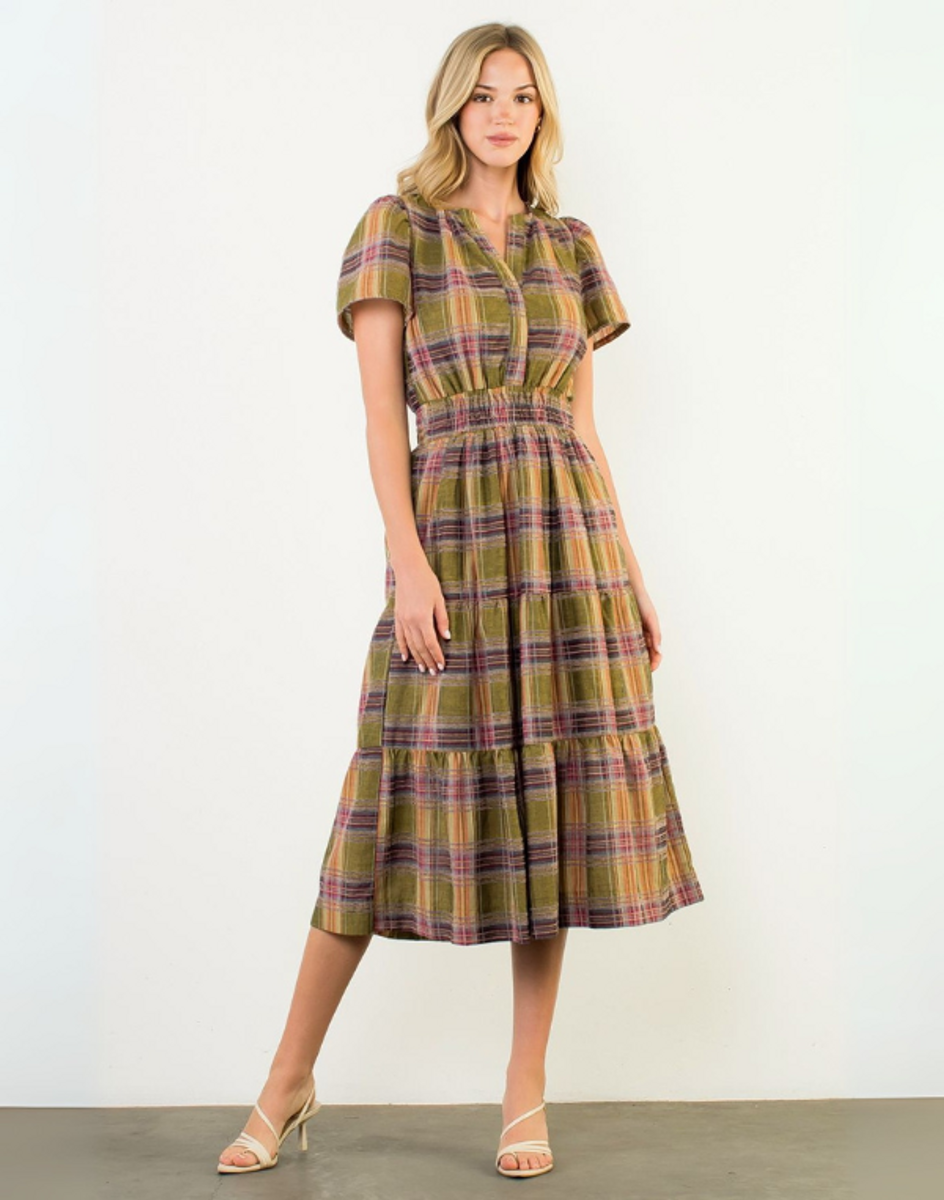 THML Plaid Tiered Dress THML Plaid Tiered Dress