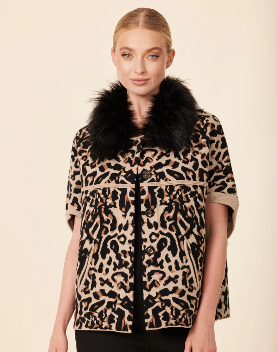 Faux Fur Trim Cardigan - Leopard (ONLINE EXCLUSIVE) Faux Fur Trim Cardigan - Leopard (ONLINE EXCLUSIVE)