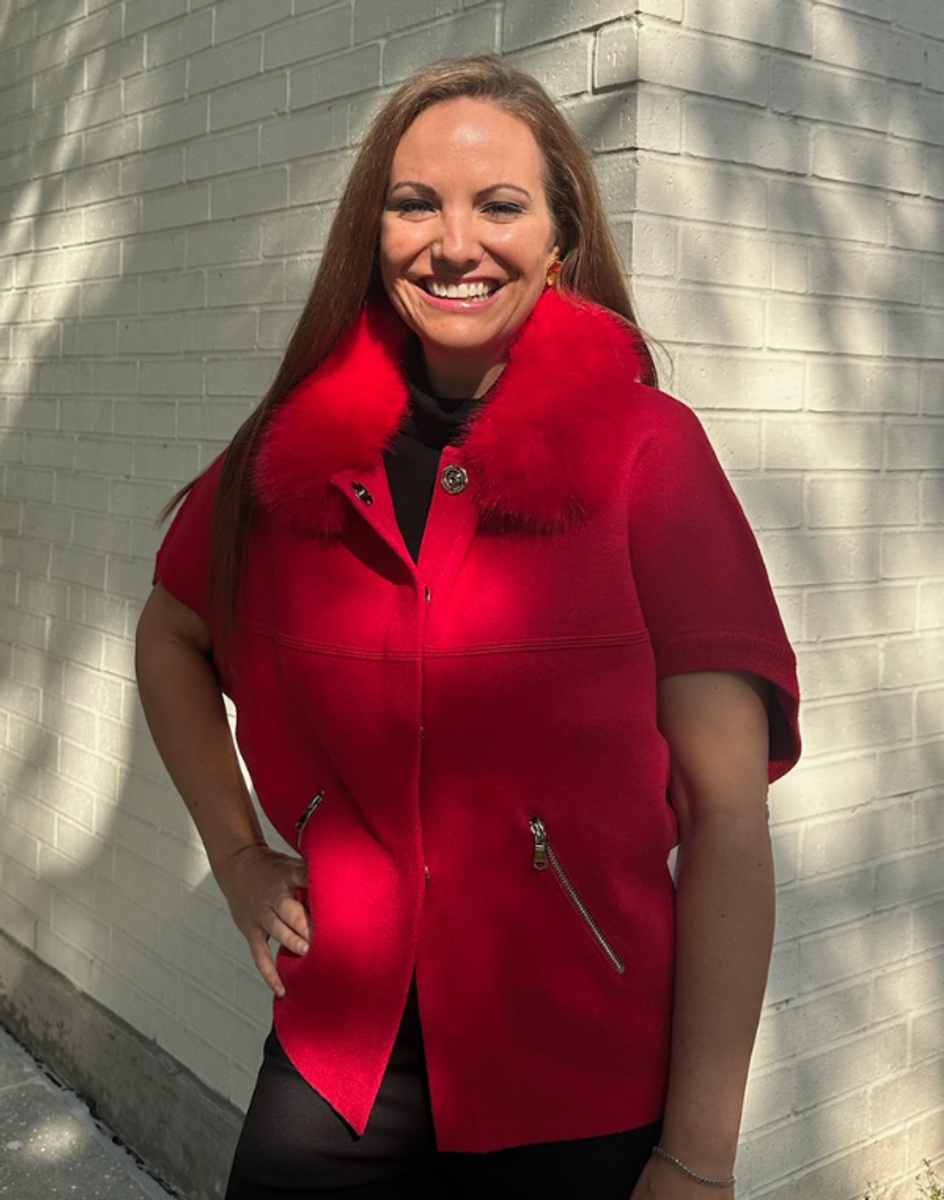 Faux Fur Trim Cardigan - Red (ONLINE EXCLUSIVE) Faux Fur Trim Cardigan - Red (ONLINE EXCLUSIVE)