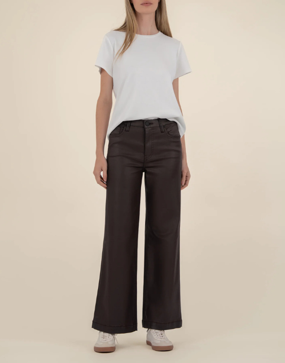 Meg Coated High Rise Wide Leg - Chocolate Meg Coated High Rise Wide Leg - Chocolate
